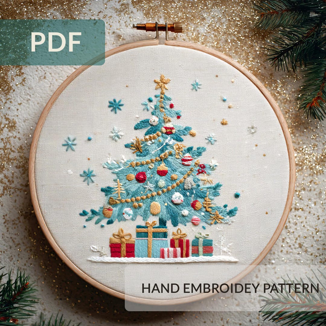 Christmas Tree Hand Embroidery Pattern PDF | Modern Christmas ...
