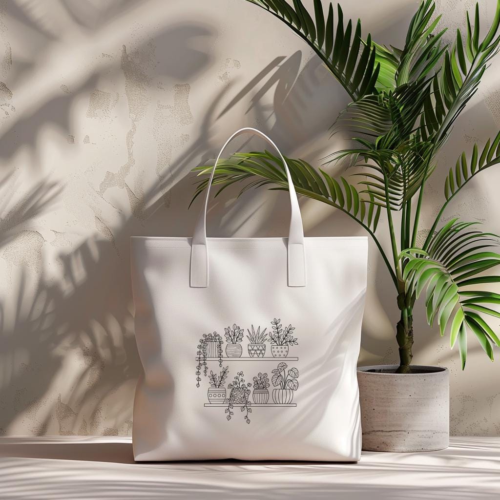Botanical Shelf Hand Embroidery Pattern PDF, Modern Plant Hoop Art DIY ...