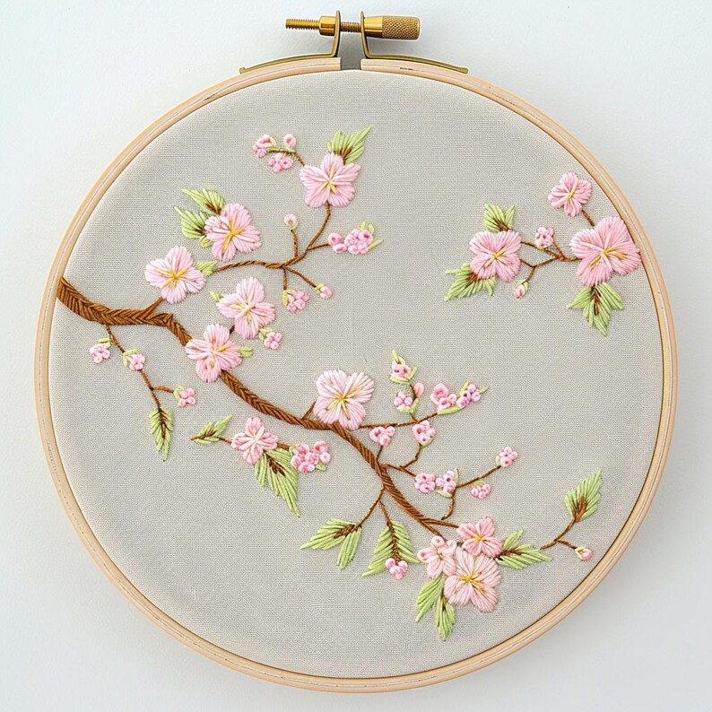 Cherry Blossom Embroidery Pattern, Floral Hoop Art (PDF Pattern) - Etsy
