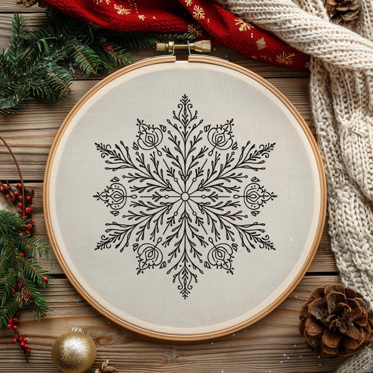 Christmas Snowflake Hand Embroidery Pattern | Winter Stitch Design (PDF ...