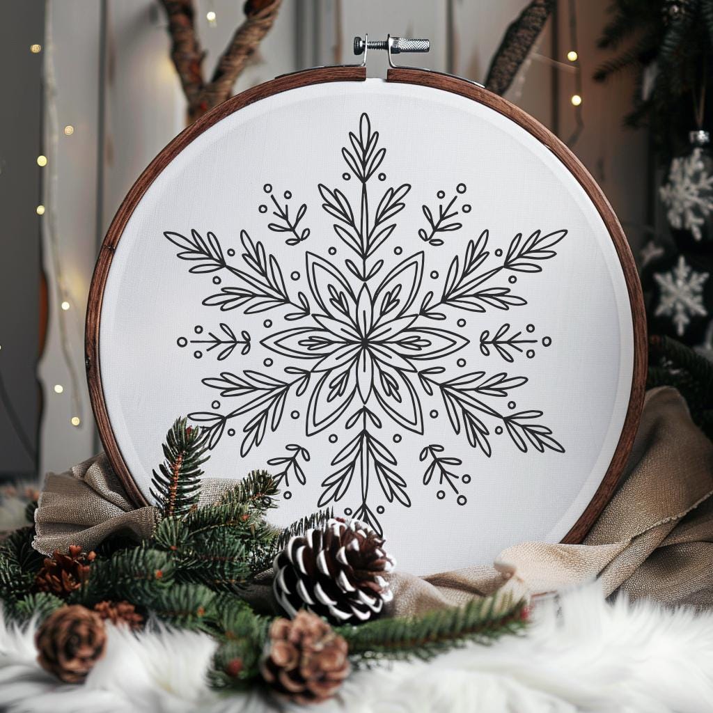 Christmas Snowflake Hand Embroidery Pattern PDF | Winter Embroidery ...