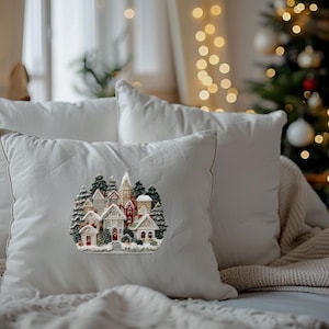 Christmas Village Hand Embroidery Pattern PDF | Snowy Winter Houses ...