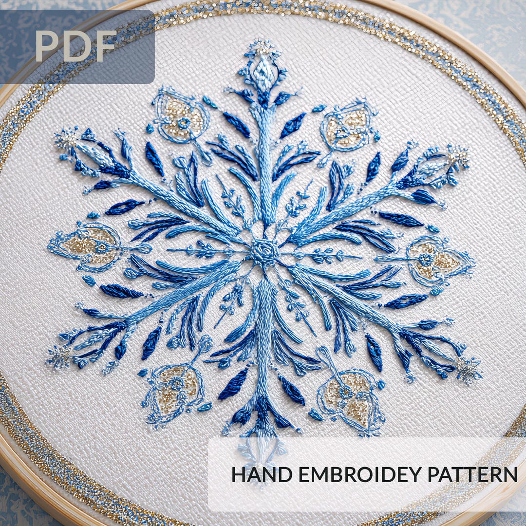Christmas Snowflake Hand Embroidery Pattern | Winter Stitch Design (PDF ...