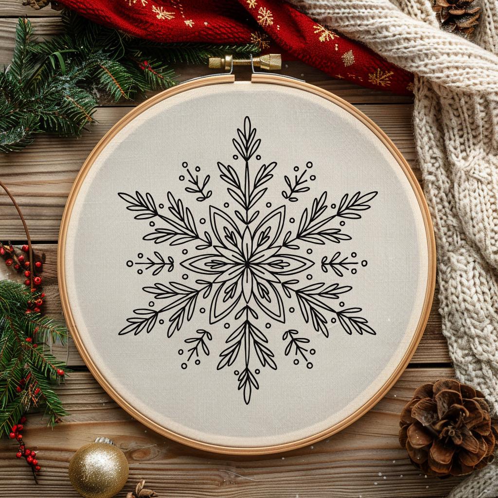 Christmas Snowflake Hand Embroidery Pattern PDF | Winter Embroidery ...
