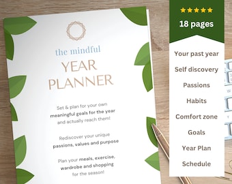 2024 Life Planner ~ Undated Year Journal with Mindful Goal Planning Sheets ~ Editable & Printable Download PDF