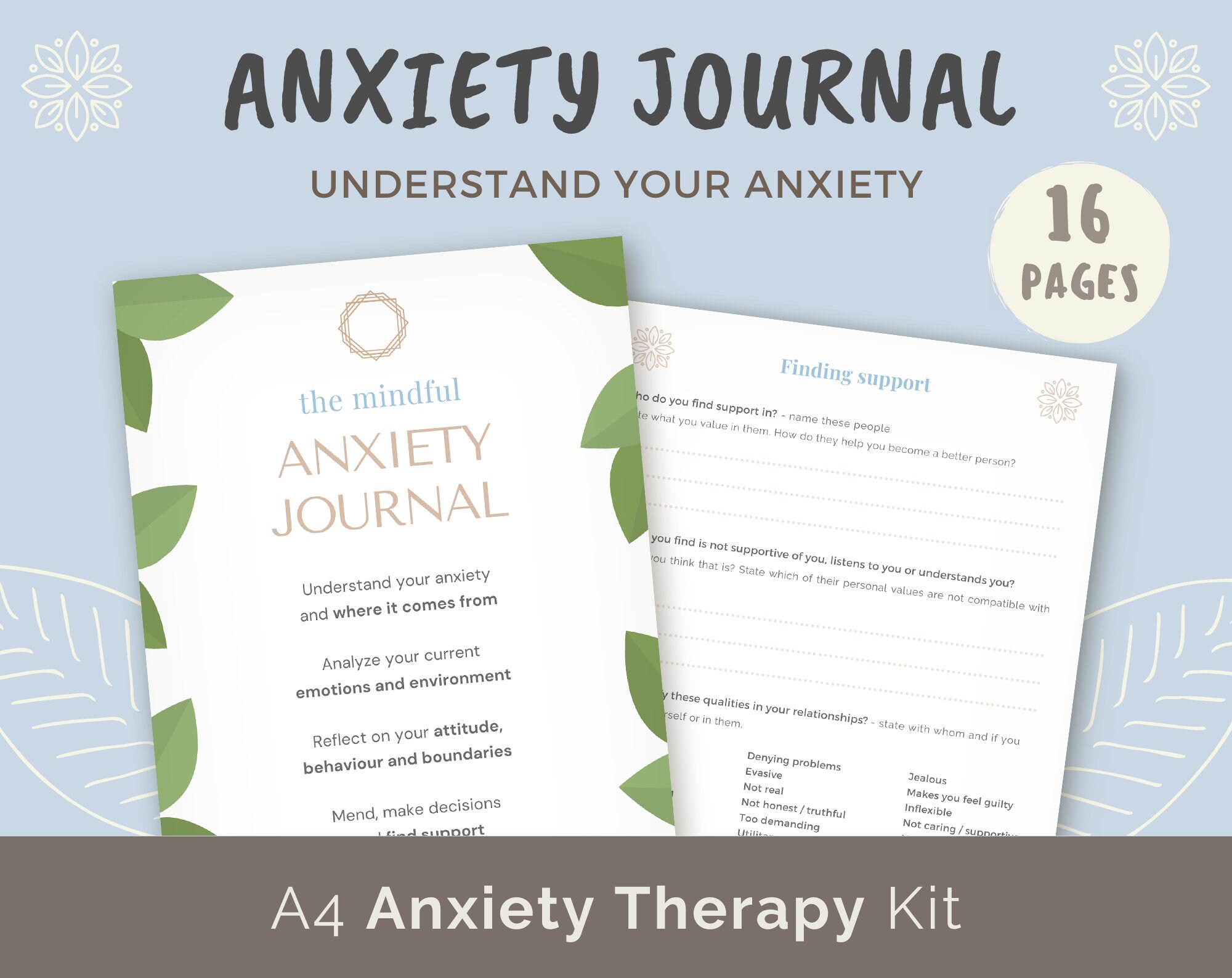 Anxiety worksheets printable cbt therapy aid adult & teen - etsy australia