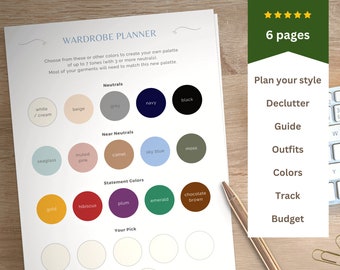 CAPSULE WARDROBE Planner & Guide Printable ~ Outfit Planner Sheets A4 Editable Pdf Download ~ Outfit Tracker Template for Closet Declutter