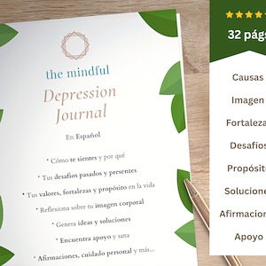 Español - Diario para Depresión ~ Terapia Cognitiva y Salud Mental ~ Counselling para Adultos ~ Descarga PDF Imprimible o Editable