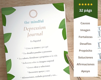 Español - Diario para Depresión ~ Terapia Cognitiva y Salud Mental ~ Counselling para Adultos ~ Descarga PDF Imprimible o Editable