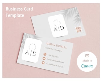 Editable Business Card with QR code · Easy to Use Business Card Canva Template · Modern Customizable Biz Card · EU & US Sizes