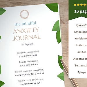 Español - Diario para Ansiedad ~ Terapia Cognitiva y Salud Mental ~ Counselling para Adultos ~ Descarga PDF Imprimible o Editable