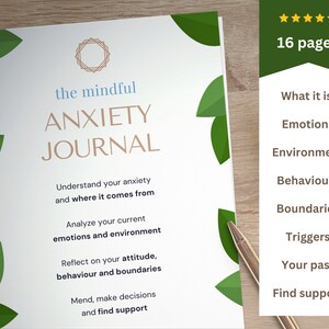 ANXIETY Journal Prompts ~ Therapy Worksheets for Mental Health ~ CBT Counseling Handout for Adults ~ Editable & Printable Download PDF