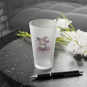 Witchy Frosted Pint Glass | Halloween Drinkware, Spooky Party Glass, Magical Home Bar, Gift for Witch Lovers, Seasonal Decor