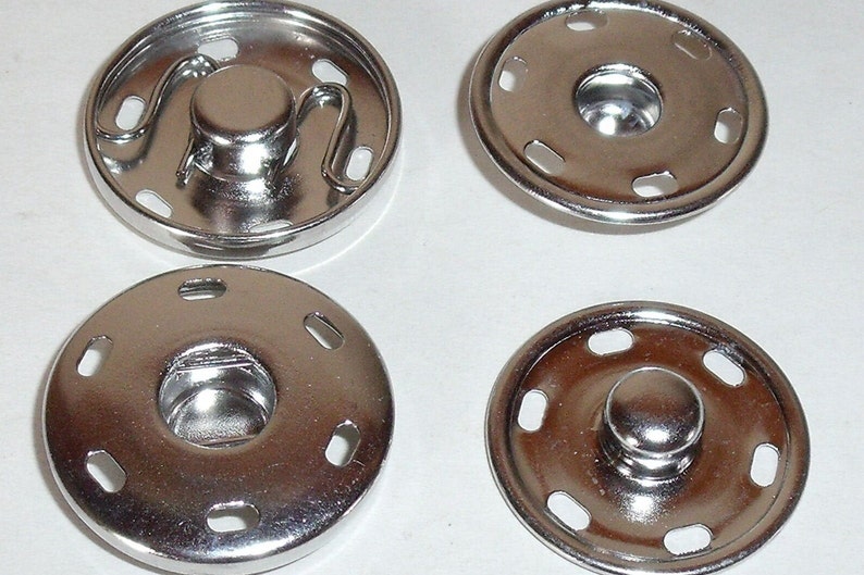 6 bottoni automatici grandi da cucire 25 mm argento NUOVI antiruggine immagine 1