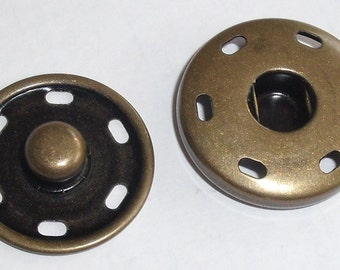 6 large press fasteners buttons press fasteners for sewing 25 mm old brass NEW rustproof