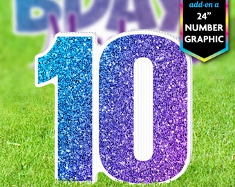 Large Birthday Number Yard Sign: Glitter Effect Party Decor, Printed