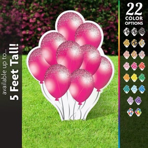 Glitter Balloon Yard Sign, Yard Card, balloon Lawn Flair and filler, Accessories for a Birthday, Wedding or Baby Shower Lawn display