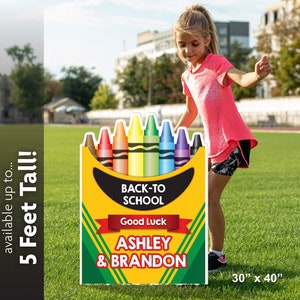 First Day of School Sign, Back To School Sign, Crayon Box, Outdoor Lawn Sign, Yard Sign, Personalized Lawn Card, Decoration, personalized
