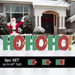 Christmas Decoration, HO HO HO Holiday Yard Sign or Lawn Sign, Large Christmas Sign, Yard and Party Decoration, Use indoor or outdoor