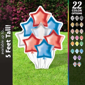 Star Balloon Cluster Yard Sign, Yard Card, Lawn Flair for a Birthday, Graduation, Baby Shower, Yard, Lawn display, Birthday party decoration