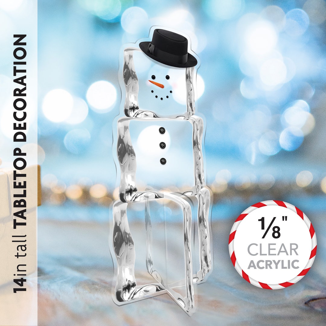 Small Glass Ice Cube Snowman Picture Frame Christmas Tree Ornament –  Blackstar Assets