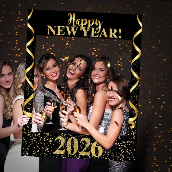 New Years Eve Prop 2026 Selfie Frame, Photo Booth Frame, Party, Corrugated Plastic, Print