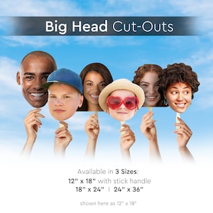 Big Head Cutouts, Face On A Stick | Printed | Wedding, Birthdays, Bachelor & Bachelorette Party, Sport Events, Graduations, Photo Booth Prop