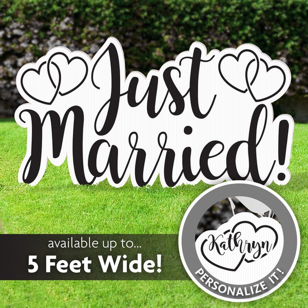 Just Married yard sign, large personalized lawn sign, banner, party decoration, Just Married wedding party decoration, use indoor or outdoor