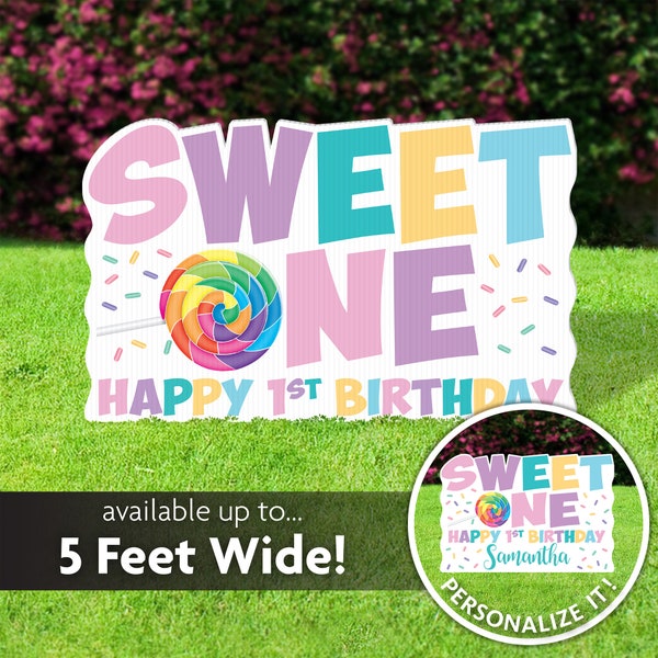 First Birthday Party Decoration and Lawn Sign, Sweet One, Large Personalized Custom Birthday Yard Card For Your One Year Old's 1st Birthday