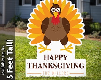 Happy Thanksgiving Decoration, Personalized Gift, Fall Decor, Yard Sign, Lawn Sign, indoor or outdoor, turkey sign welcome banner and decor