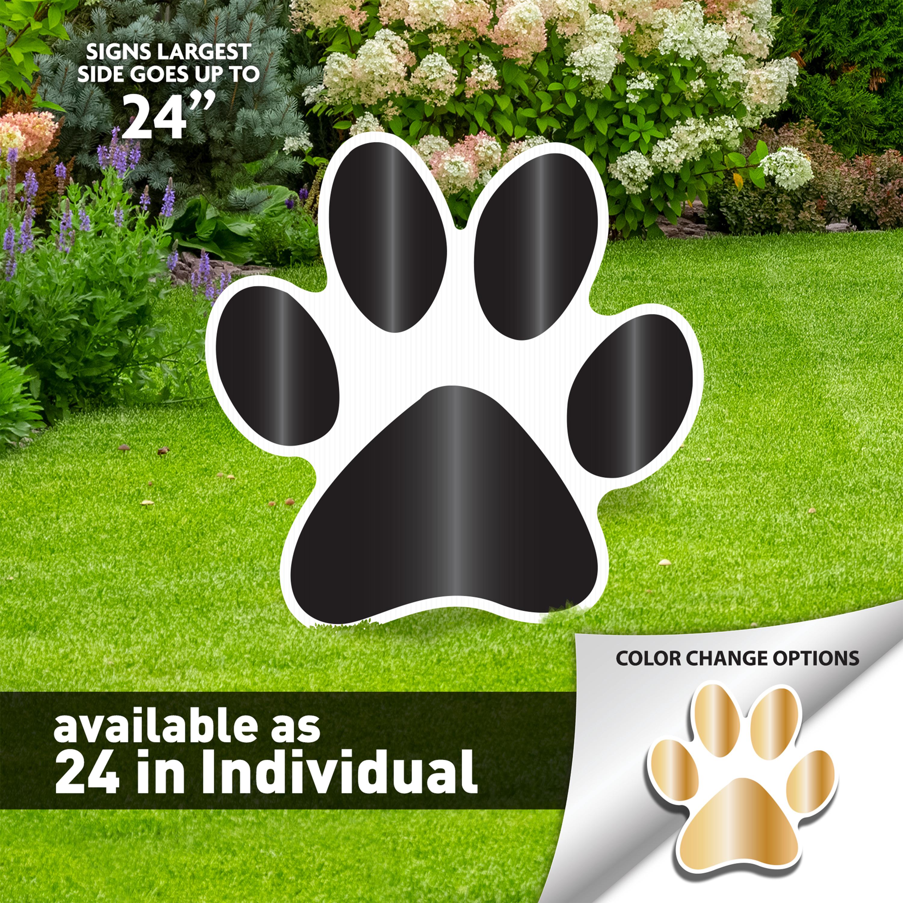 Paw Print Lawn Flair Signs, Yard signs, party decorations for use indoor or outdoor, Photo booth prop, Sports Events, Team Spirit, Mascot