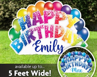 Happy Birthday Personalized Lawn Sign, Custom Yard Card, Corrugated Plastic, Printed