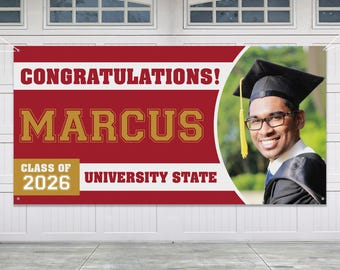 Graduation Personalized Banner, Custom Congrats Grad Party Decoration, Class of 2026