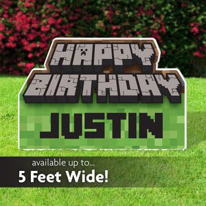 Pixel Block Video Game Birthday Lawn Sign, Yard Card, Photo Prop, Party Decoration