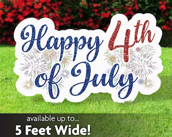 Happy 4th of July Yard Sign, Patriotic Lawn Decoration, Independence Day Decor, Printed