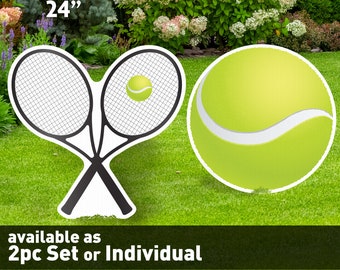 Tennis Racket and Ball Yard Signs, Sports Party Decor, 2 set or individual
