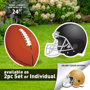 Football Helmet and Ball Lawn Flair Signs, Yard signs, party decorations for use indoor or outdoor, Photo booth prop, Sports Events