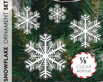 Acrylic Snowflake Collection - Magical Window Hanging Sun Catchers - Acrylic Snowflakes Christmas Tree Ornaments 1/8"inch Thick Flat Acrylic