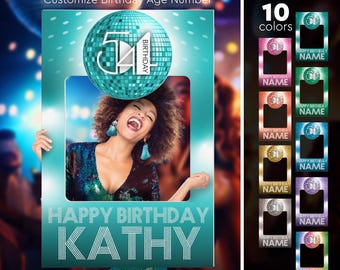 Disco Studio Themed Selfie Frame, Photo Booth Prop, Customized Social Media Frame