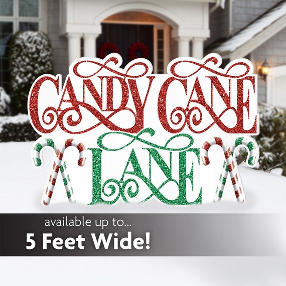 Candy Cane Lane Christmas Decoration, Lawn Sign, Party Decor, Indoor/ Outdoor Holiday Yard Card