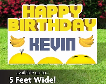 Yellow Underling Banana Birthday Lawn Sign, Cartoon Theme, Party Decoration