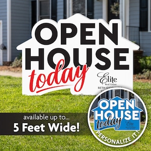 OPEN HOUSE Sign - Up to 60" Wide Sign - Real Estate Lawn or Real Estate Yard Sign, Customize with your Real Estate Agency and/or Agent Name