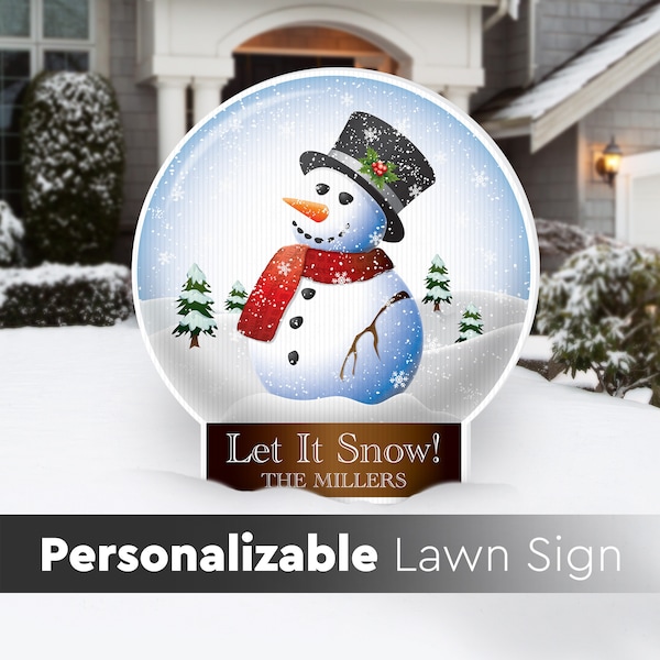 Snowman Snow Globe, Holiday Yard Sign or Lawn Sign, Party Decoration, indoor or outdoor holiday yard card decor
