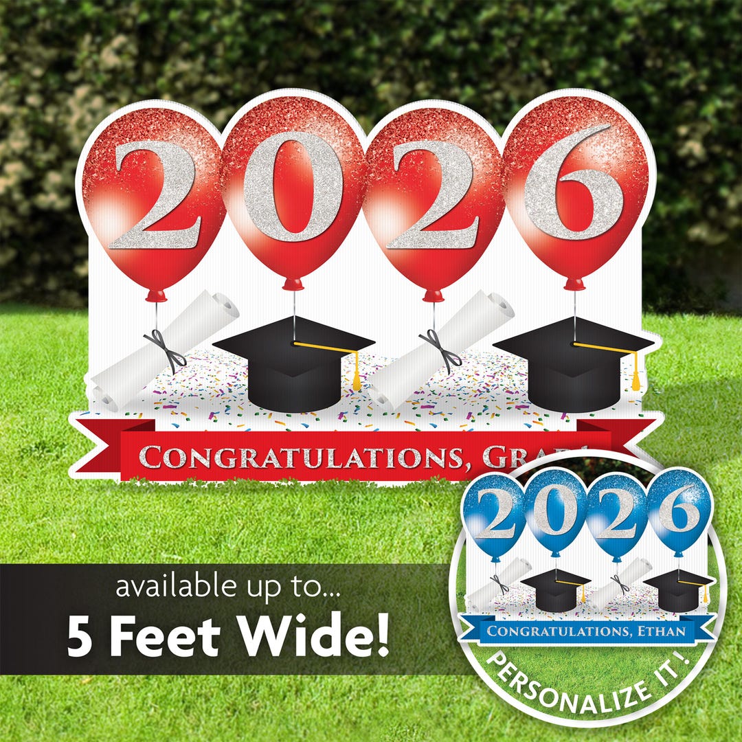 Graduation Lawn Sign, 2026 Personalized Balloon Design, Grad Party ...
