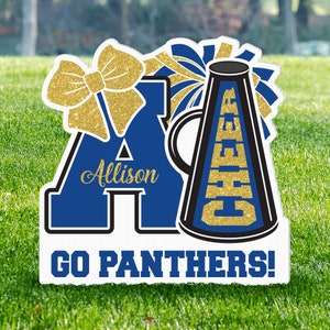 Personalized Cheer Squad Sign, Customize Name & Initial, School Colors, Perfect for School Spirit, Yard or Lawn Sign