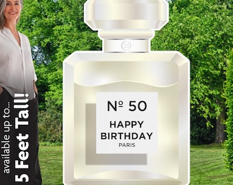 Perfume Bottle Personalized Birthday Yard Sign: Photo Prop Decoration, Printed