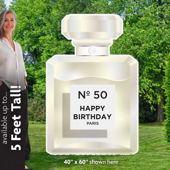Perfume Bottle Personalized Birthday Yard Sign: Photo Prop Decoration, Printed