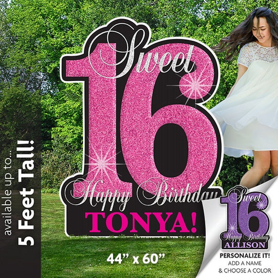Sweet 16 Happy Birthday Yard Sign Birthday Lawn Yard Card - Etsy