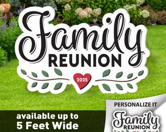 Family Reunion Lawn Sign, Yard Card, Family Celebration, Party Decoration, Personalized, Corrugated Plastic, Printed