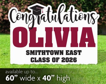 Graduation Yard Sign, Class of 2026, Personalize Grad Lawn Sign, Indoor or Outdoor, Party